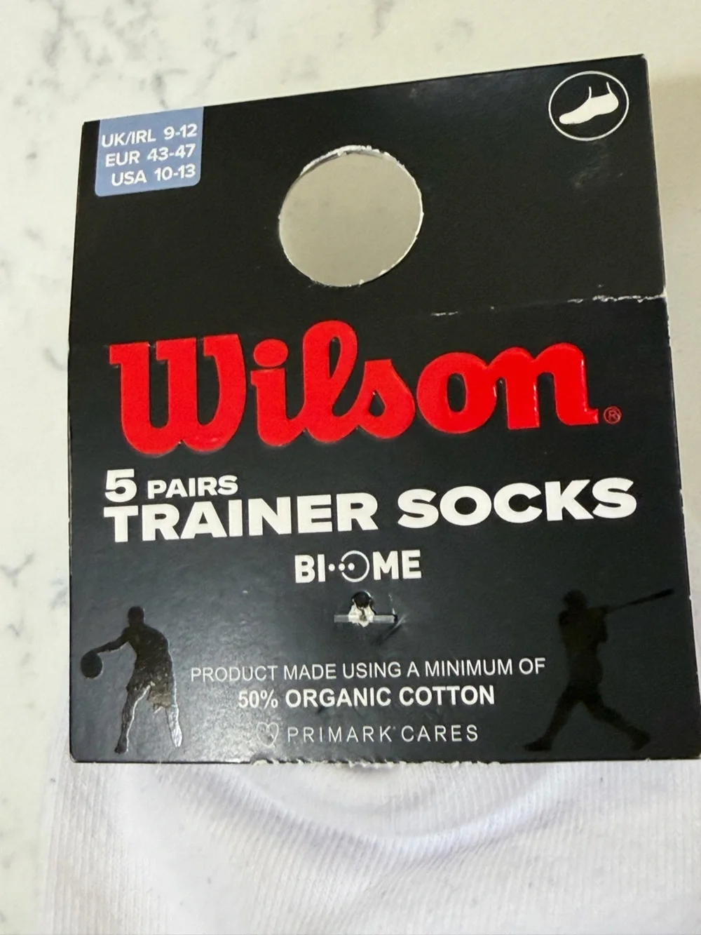 Wilson White Athletic Trainer Socks with Black Logo - 5 Pack